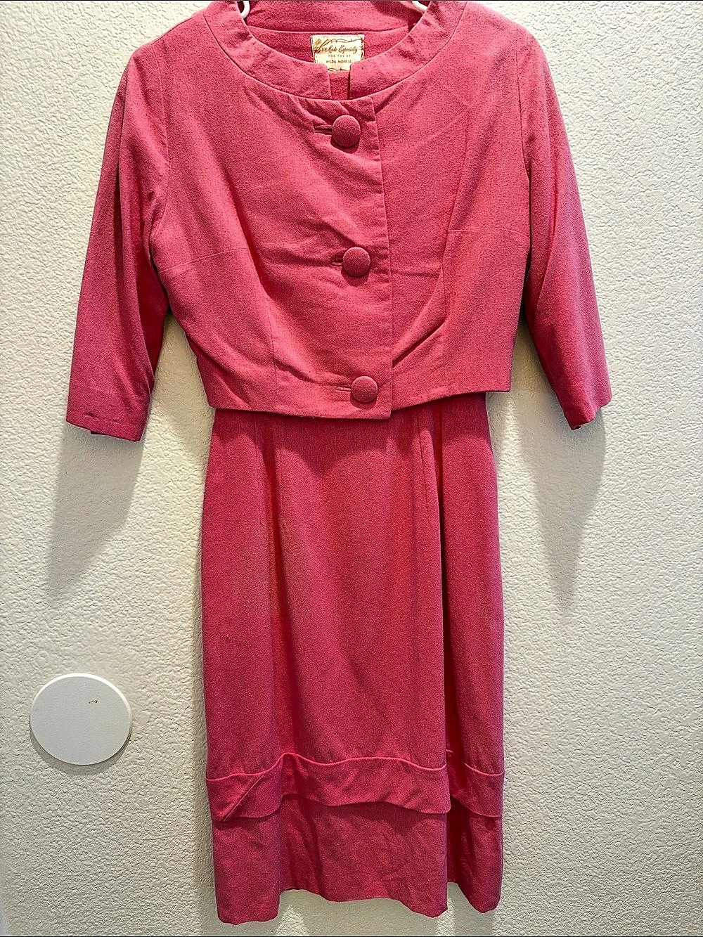 WILDA MORRISS Pink Midi Dress with Jacket, fair condition